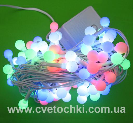 Гирлянда "Шарики" 100 LED мульти (белый провод)
