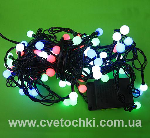 Гирлянда "Шарики" 100 LED мульти (чёрный провод)