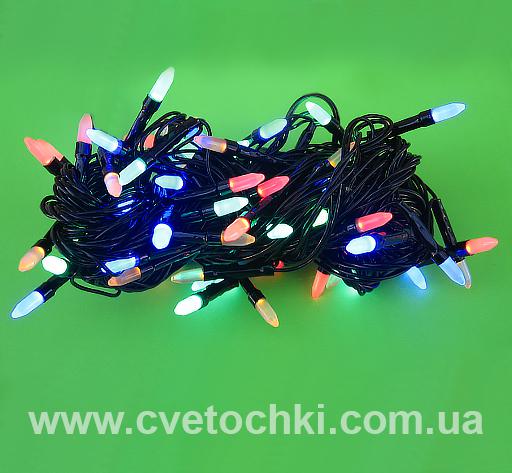 Гирлянда 100 LED мульти (чёрный провод)