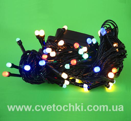 Гирлянда 100 LED мульти (чёрный провод)