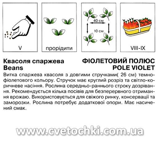 Квасоля спаржева «Фіолетовий полюс» (10 г), ТМ «Коуел»