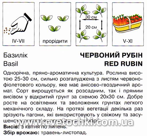 Базилік «Червоний рубін» (1 г), ТМ «Коуел»