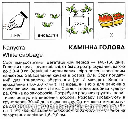Капуста білоголова «Кам'яна голова» (0,5 г), ТМ «Коуел»
