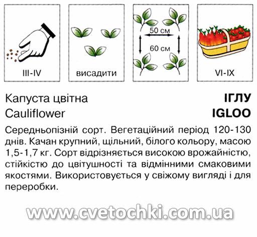 Капуста цвітна «Іглу» (0,5 г), ТМ «Коуел»
