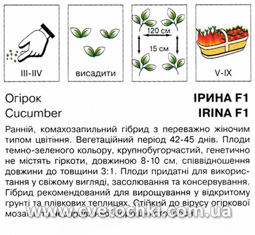 Огірок «Ірина F1» (20 шт.), ТМ «Коуел»