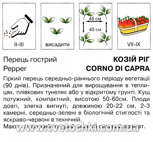 Перець гострий «Козій ріг» (0,5 г), ТМ «Коуел»