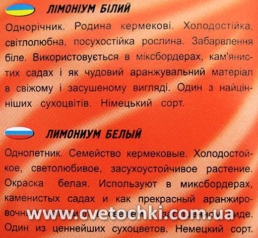 Лимоніум білий/статиця/кермек (0,05 г), ТМ «Геліос»