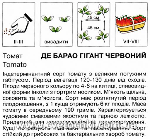 Томат «Де Барао гігант» червоний (0,5 г), ТМ «Коуел»